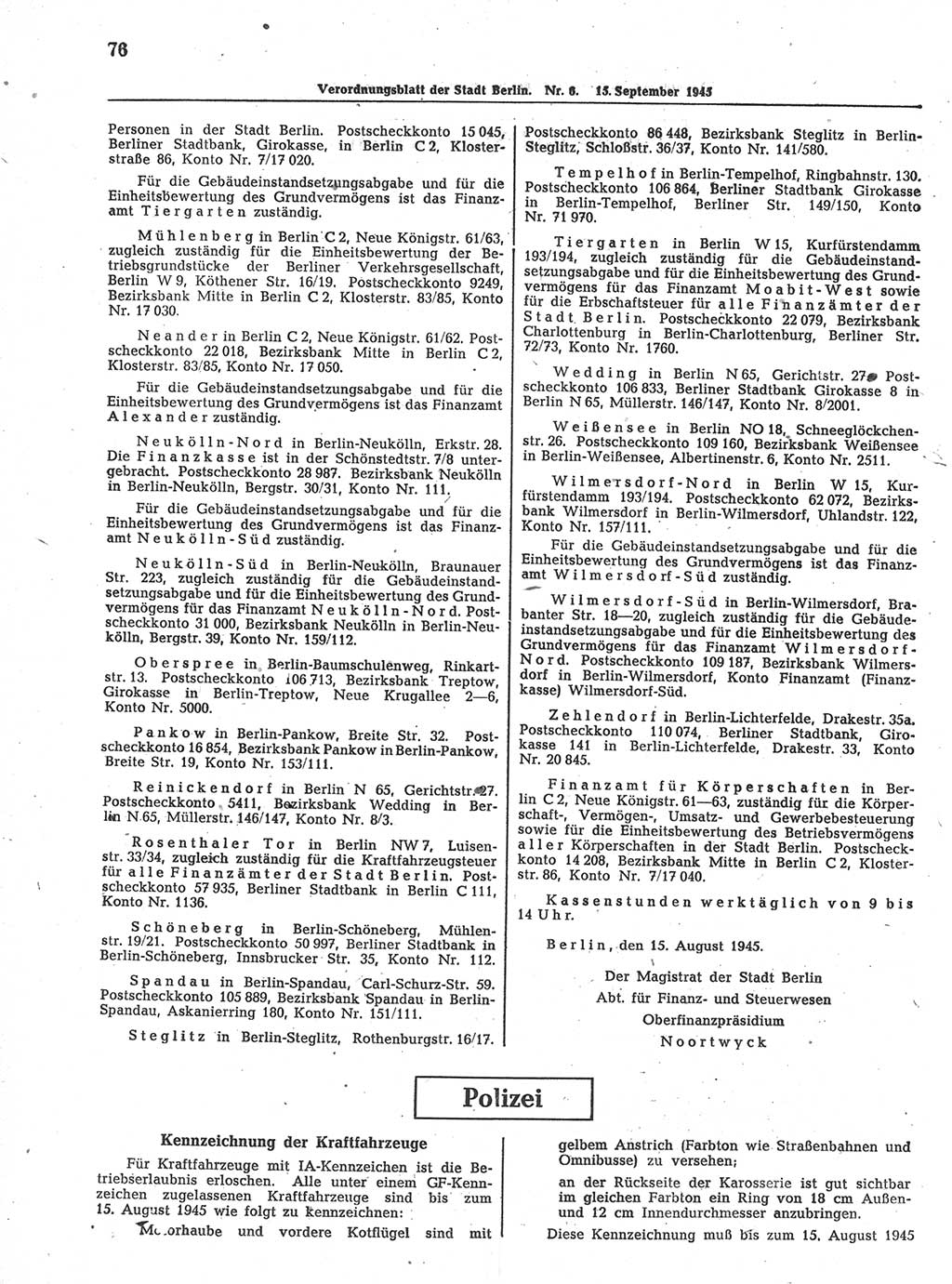 Verordnungsblatt (VOBl.) der Stadt Berlin 1945, Seite 76 (VOBl. Bln. 1945, S. 76)
