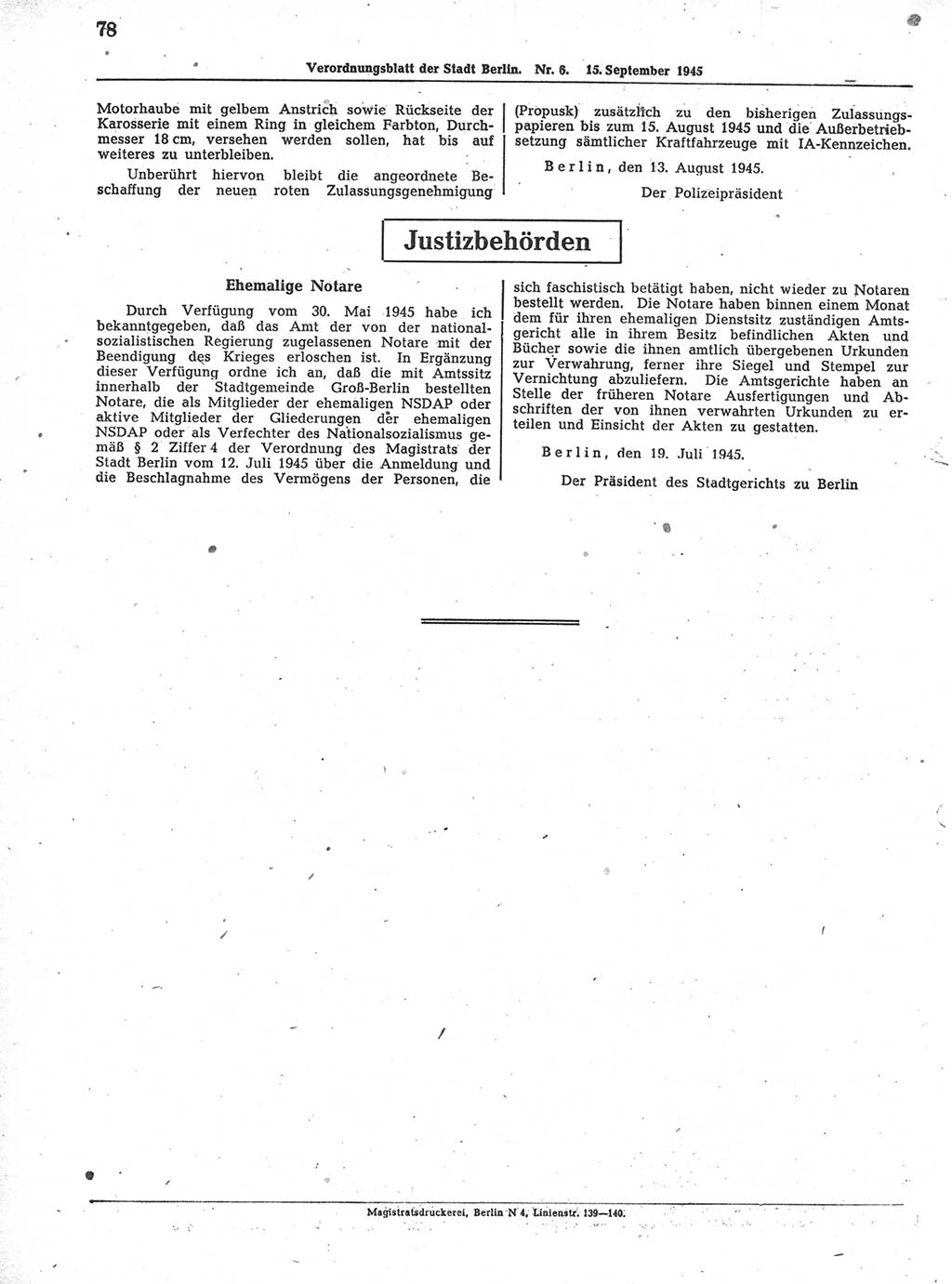 Verordnungsblatt (VOBl.) der Stadt Berlin 1945, Seite 78 (VOBl. Bln. 1945, S. 78)