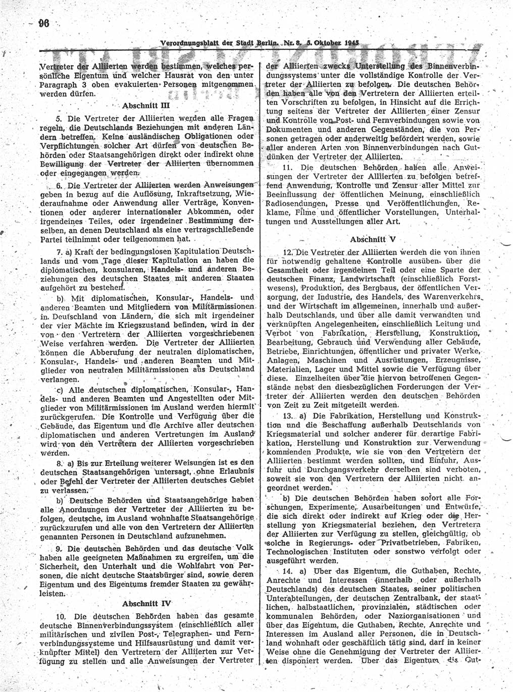 Verordnungsblatt (VOBl.) der Stadt Berlin 1945, Seite 96 (VOBl. Bln. 1945, S. 96)