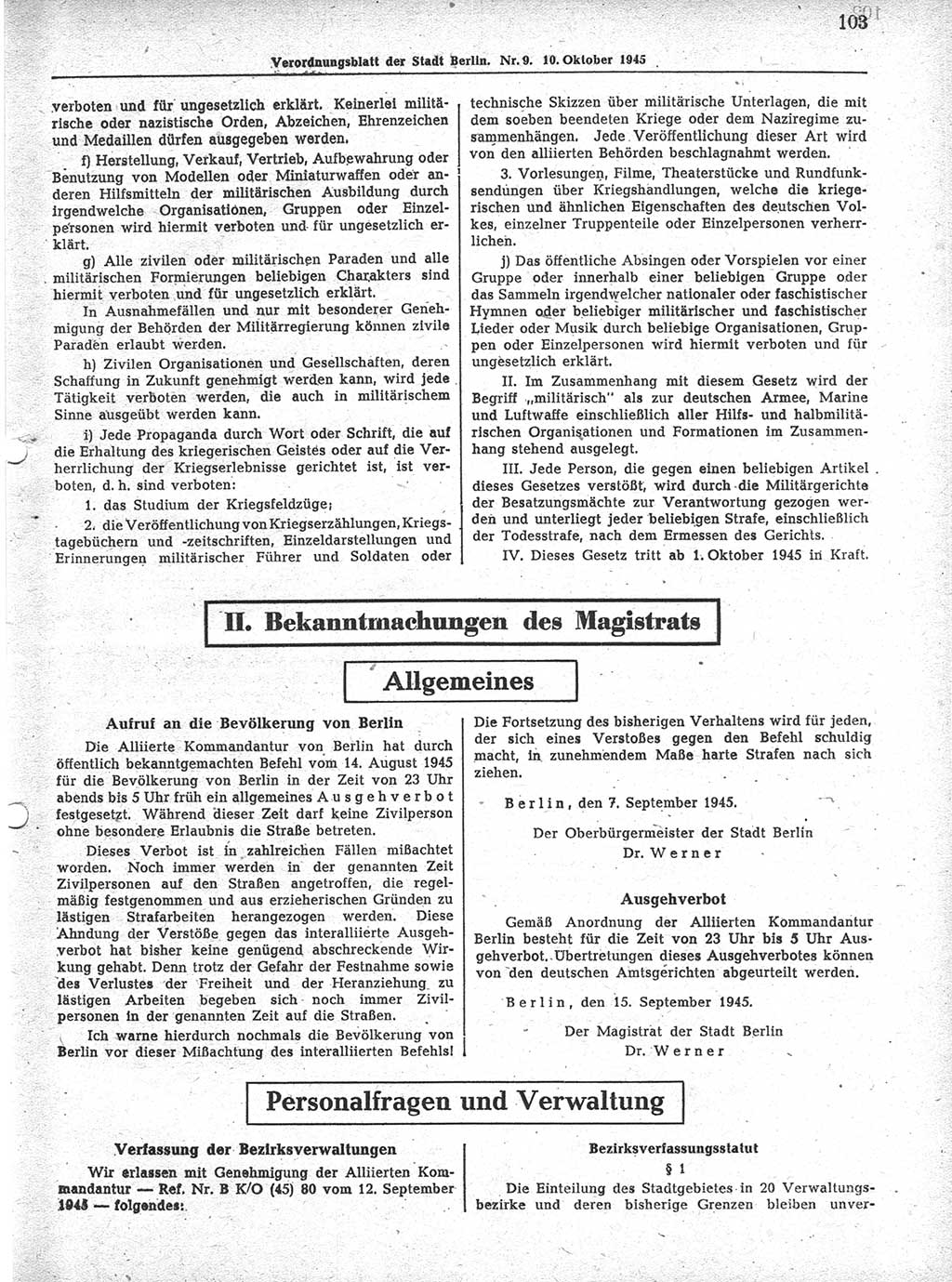 Verordnungsblatt (VOBl.) der Stadt Berlin 1945, Seite 103 (VOBl. Bln. 1945, S. 103)