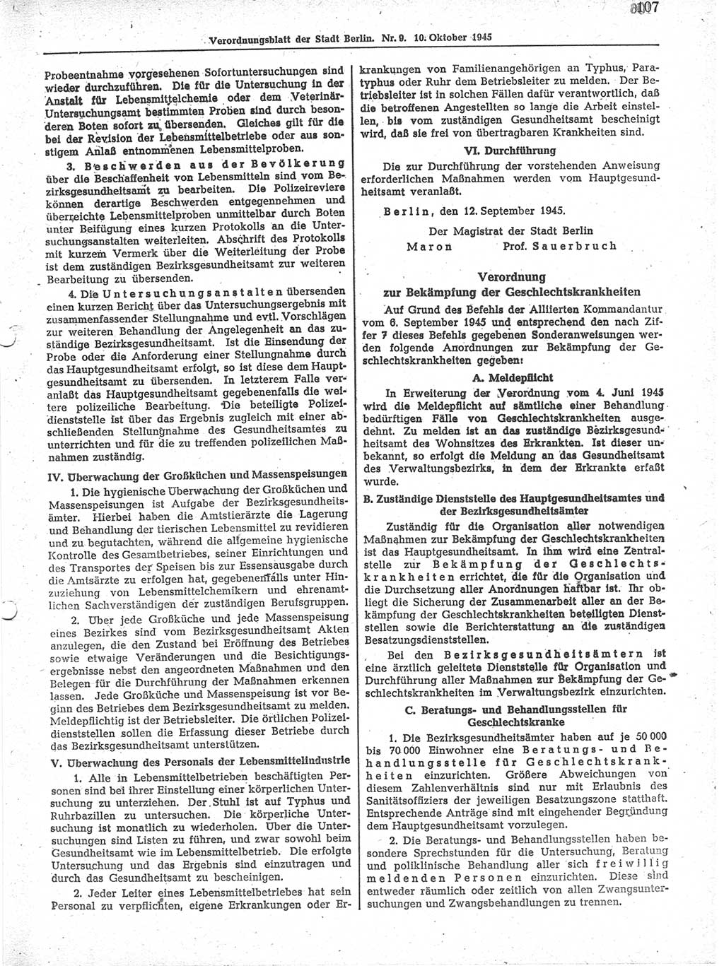 Verordnungsblatt (VOBl.) der Stadt Berlin 1945, Seite 107 (VOBl. Bln. 1945, S. 107)