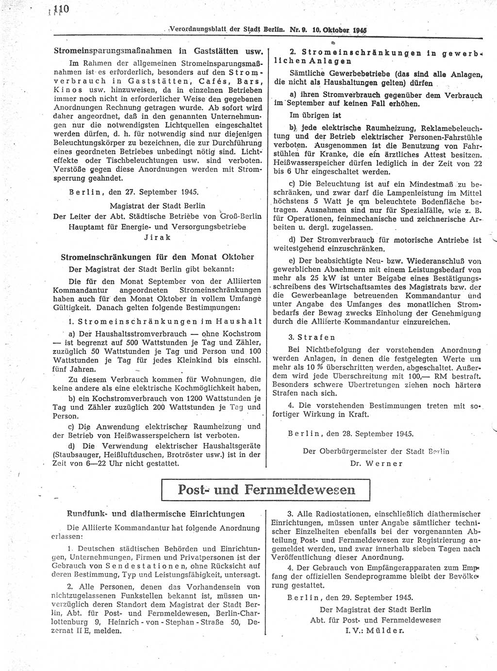Verordnungsblatt (VOBl.) der Stadt Berlin 1945, Seite 110 (VOBl. Bln. 1945, S. 110)