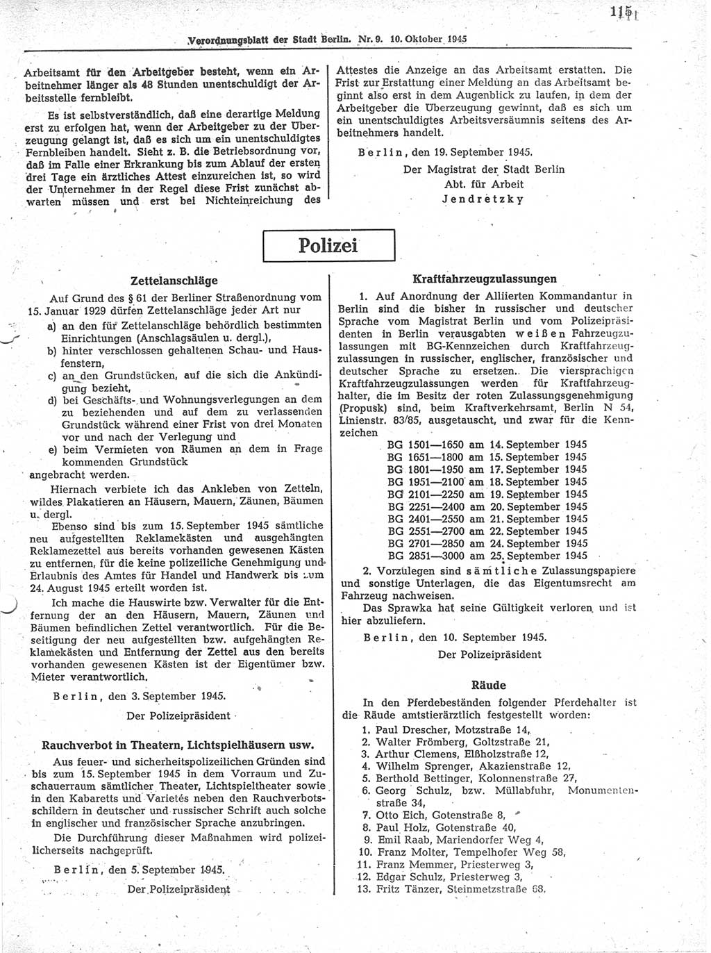 Verordnungsblatt (VOBl.) der Stadt Berlin 1945, Seite 115 (VOBl. Bln. 1945, S. 115)