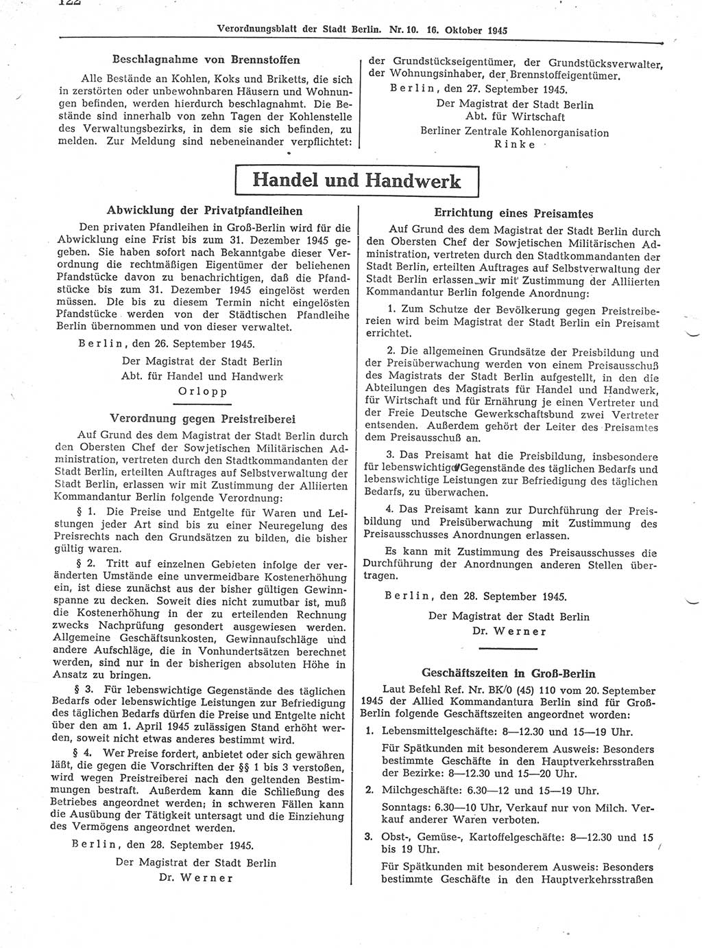 Verordnungsblatt (VOBl.) der Stadt Berlin 1945, Seite 122 (VOBl. Bln. 1945, S. 122)
