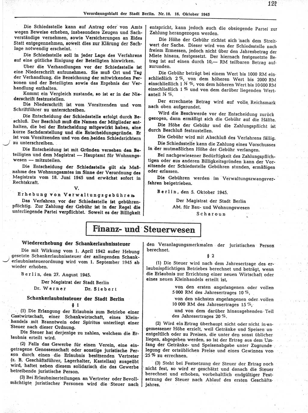 Verordnungsblatt (VOBl.) der Stadt Berlin 1945, Seite 125 (VOBl. Bln. 1945, S. 125)