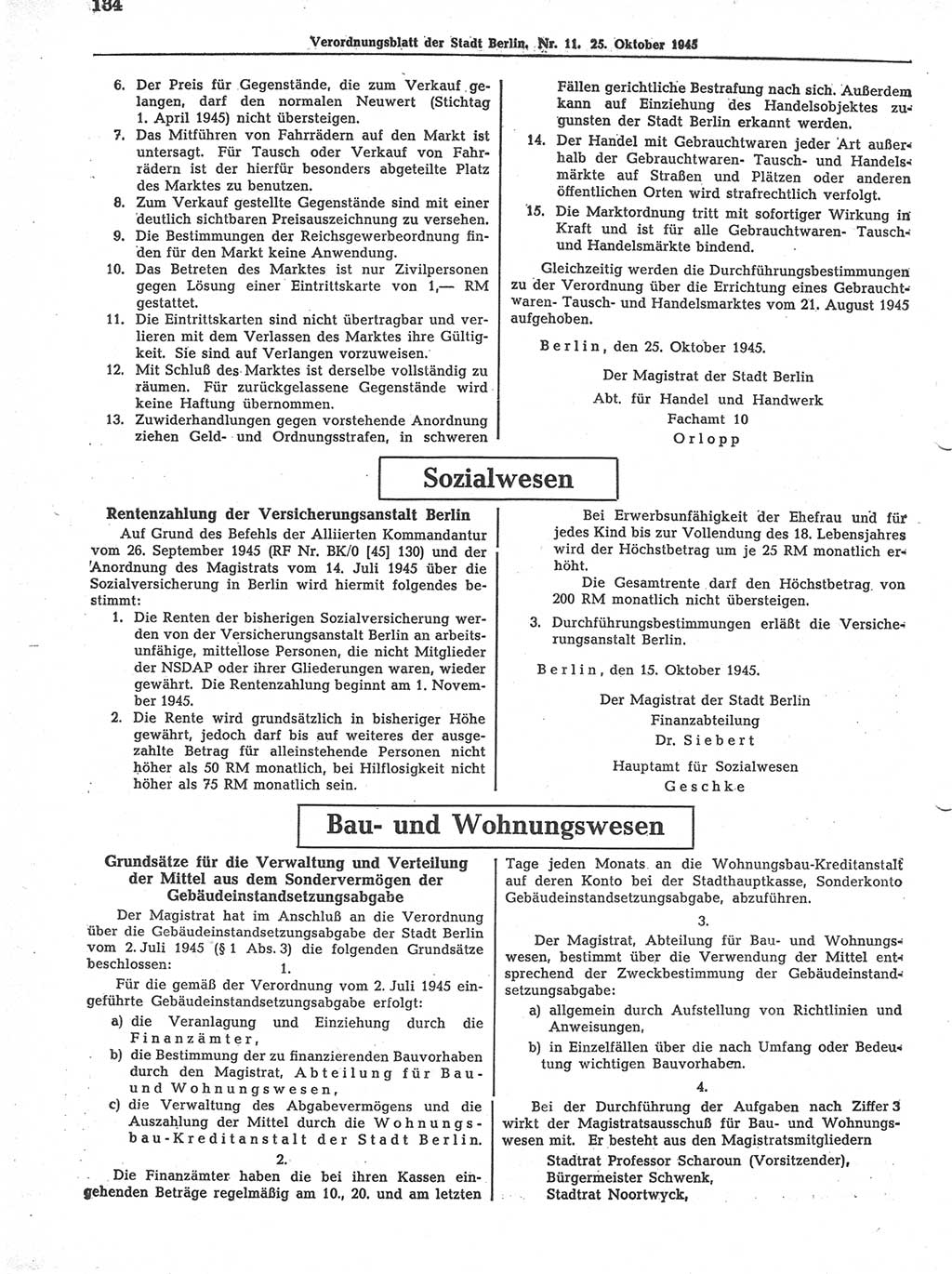 Verordnungsblatt (VOBl.) der Stadt Berlin 1945, Seite 134 (VOBl. Bln. 1945, S. 134)