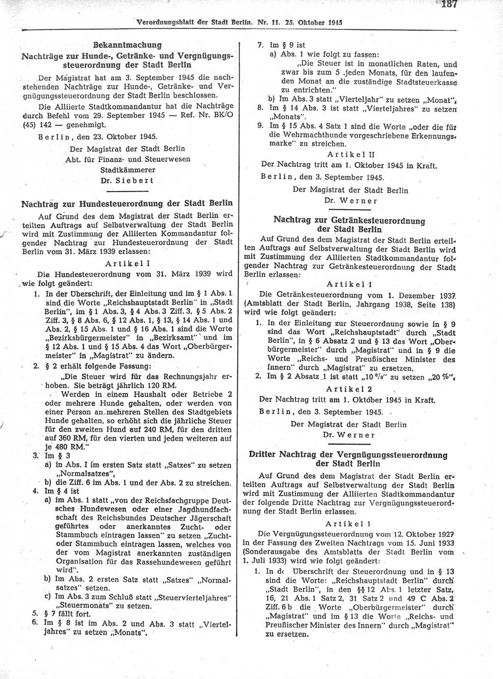 Verordnungsblatt (VOBl.) der Stadt Berlin 1945, Seite 137 (VOBl. Bln. 1945, S. 137)