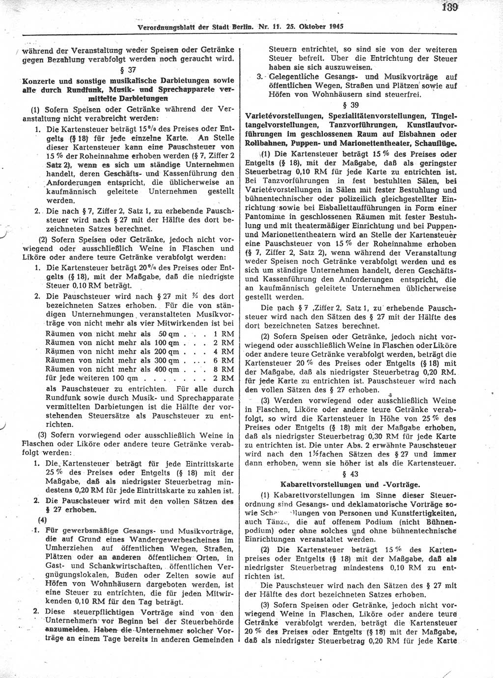 Verordnungsblatt (VOBl.) der Stadt Berlin 1945, Seite 139 (VOBl. Bln. 1945, S. 139)