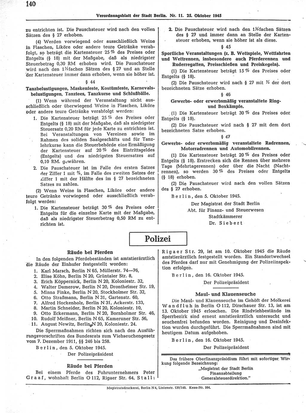 Verordnungsblatt (VOBl.) der Stadt Berlin 1945, Seite 140 (VOBl. Bln. 1945, S. 140)