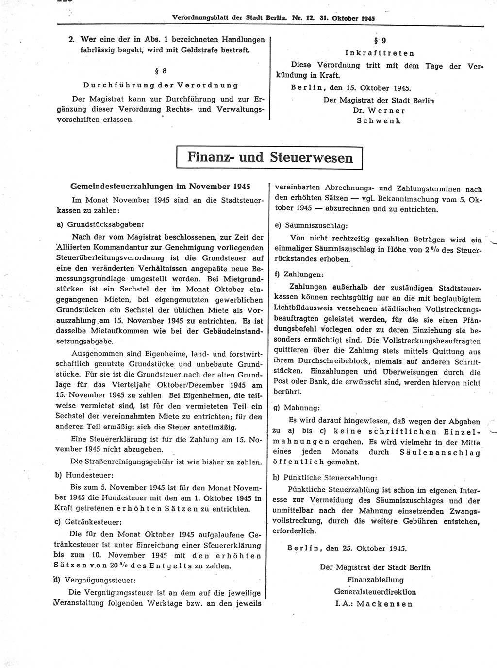 Verordnungsblatt (VOBl.) der Stadt Berlin 1945, Seite 146 (VOBl. Bln. 1945, S. 146)