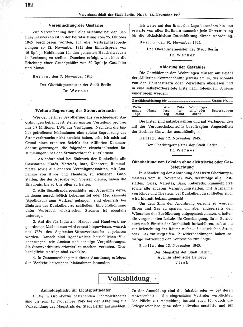 Verordnungsblatt (VOBl.) der Stadt Berlin 1945, Seite 152 (VOBl. Bln. 1945, S. 152)