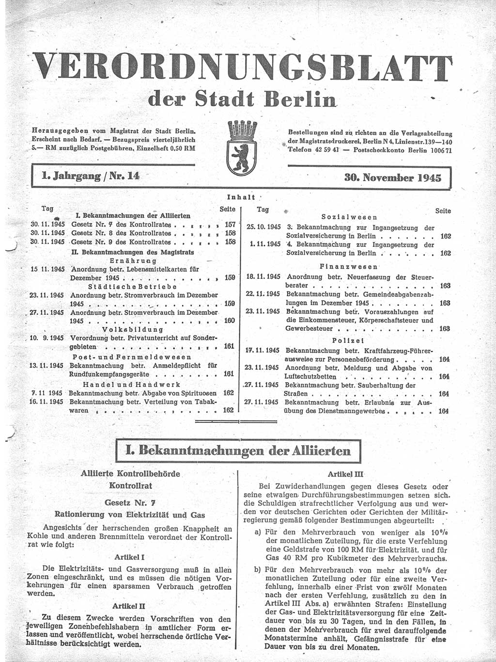 Verordnungsblatt (VOBl.) der Stadt Berlin 1945, Seite 157 (VOBl. Bln. 1945, S. 157)
