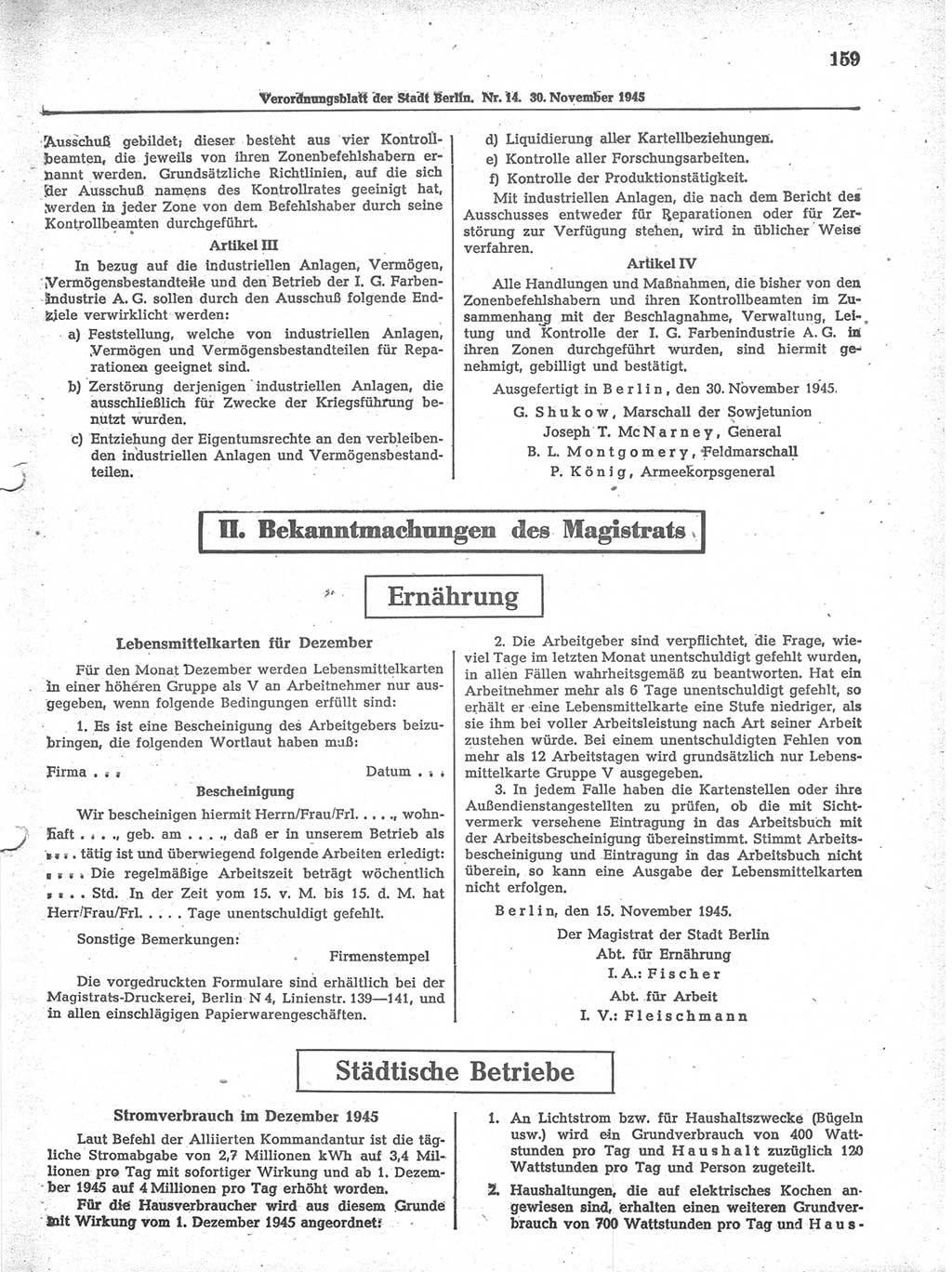 Verordnungsblatt (VOBl.) der Stadt Berlin 1945, Seite 159 (VOBl. Bln. 1945, S. 159)