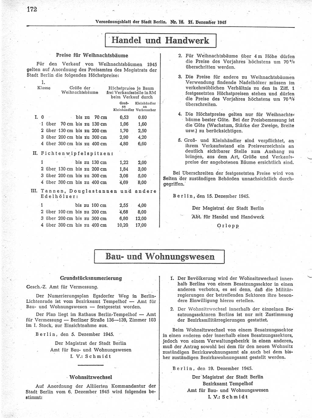 Verordnungsblatt (VOBl.) der Stadt Berlin 1945, Seite 172 (VOBl. Bln. 1945, S. 172)
