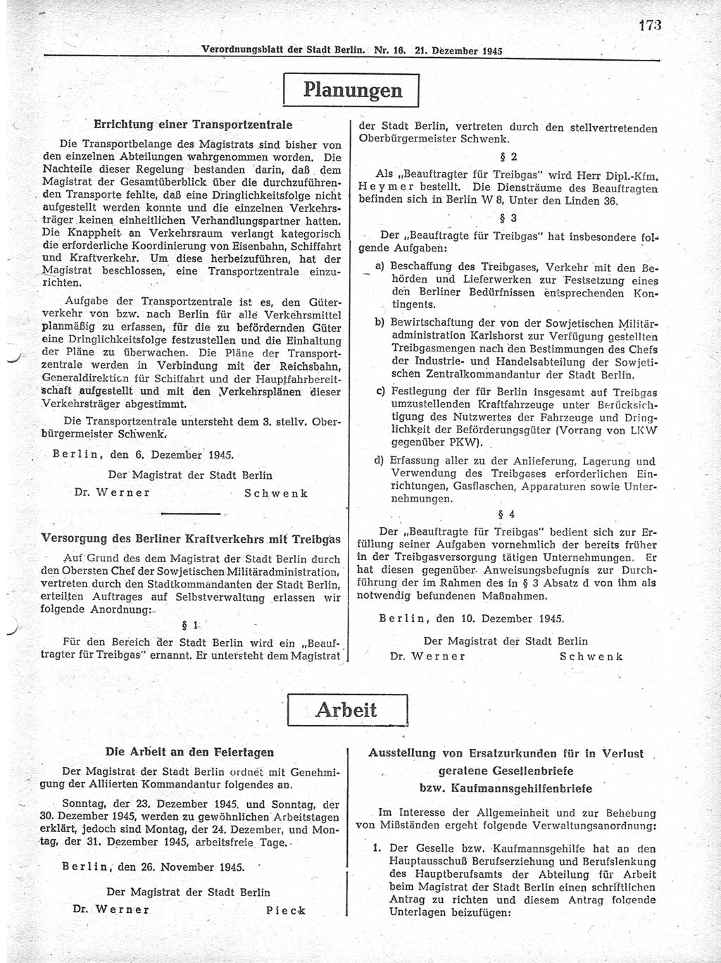 Verordnungsblatt (VOBl.) der Stadt Berlin 1945, Seite 173 (VOBl. Bln. 1945, S. 173)