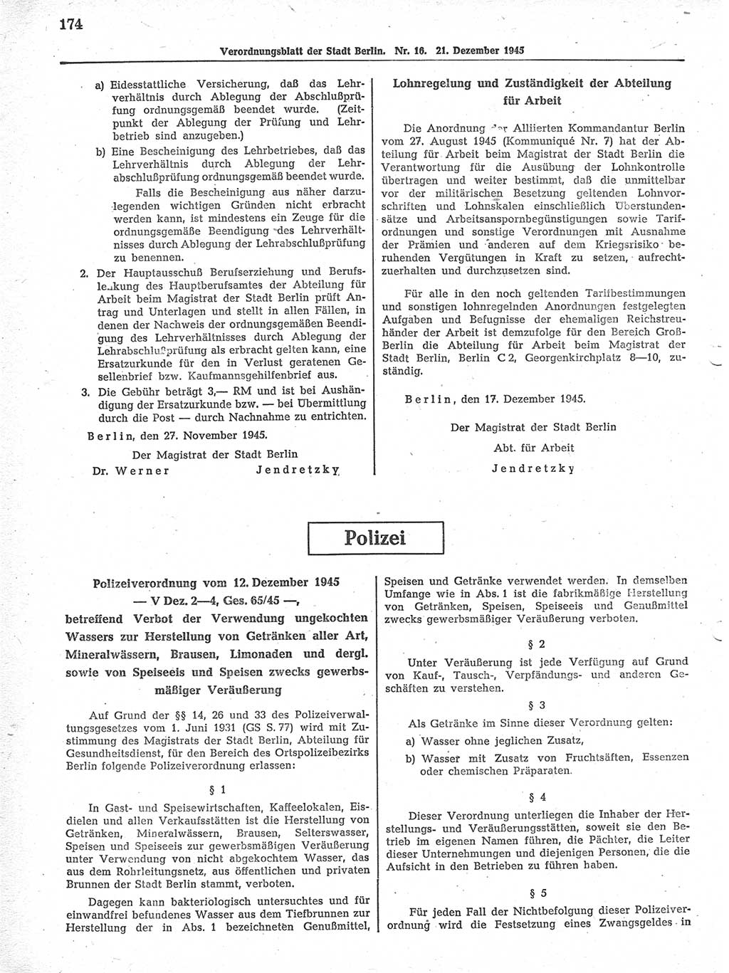 Verordnungsblatt (VOBl.) der Stadt Berlin 1945, Seite 174 (VOBl. Bln. 1945, S. 174)