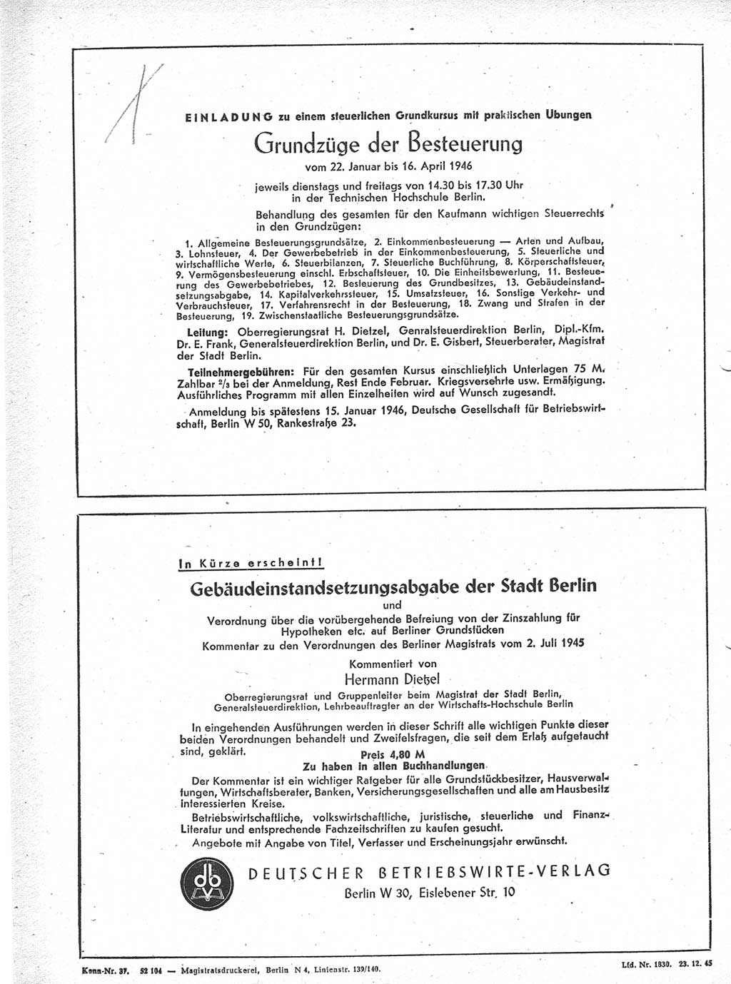 Verordnungsblatt (VOBl.) der Stadt Berlin 1945, Seite 176 (VOBl. Bln. 1945, S. 176)