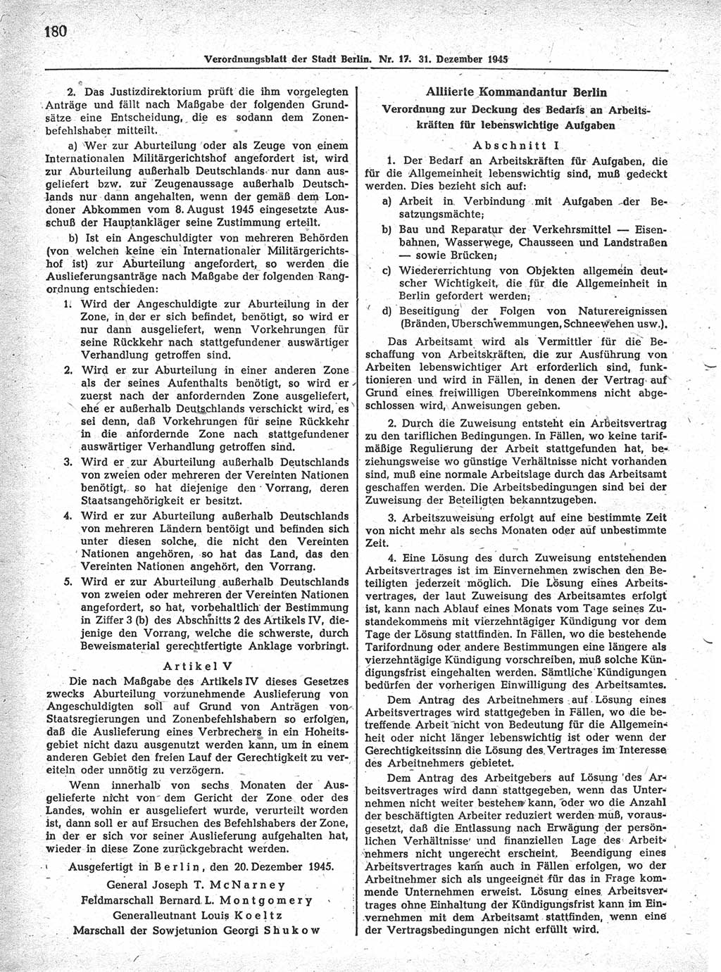 Verordnungsblatt (VOBl.) der Stadt Berlin 1945, Seite 180 (VOBl. Bln. 1945, S. 180)