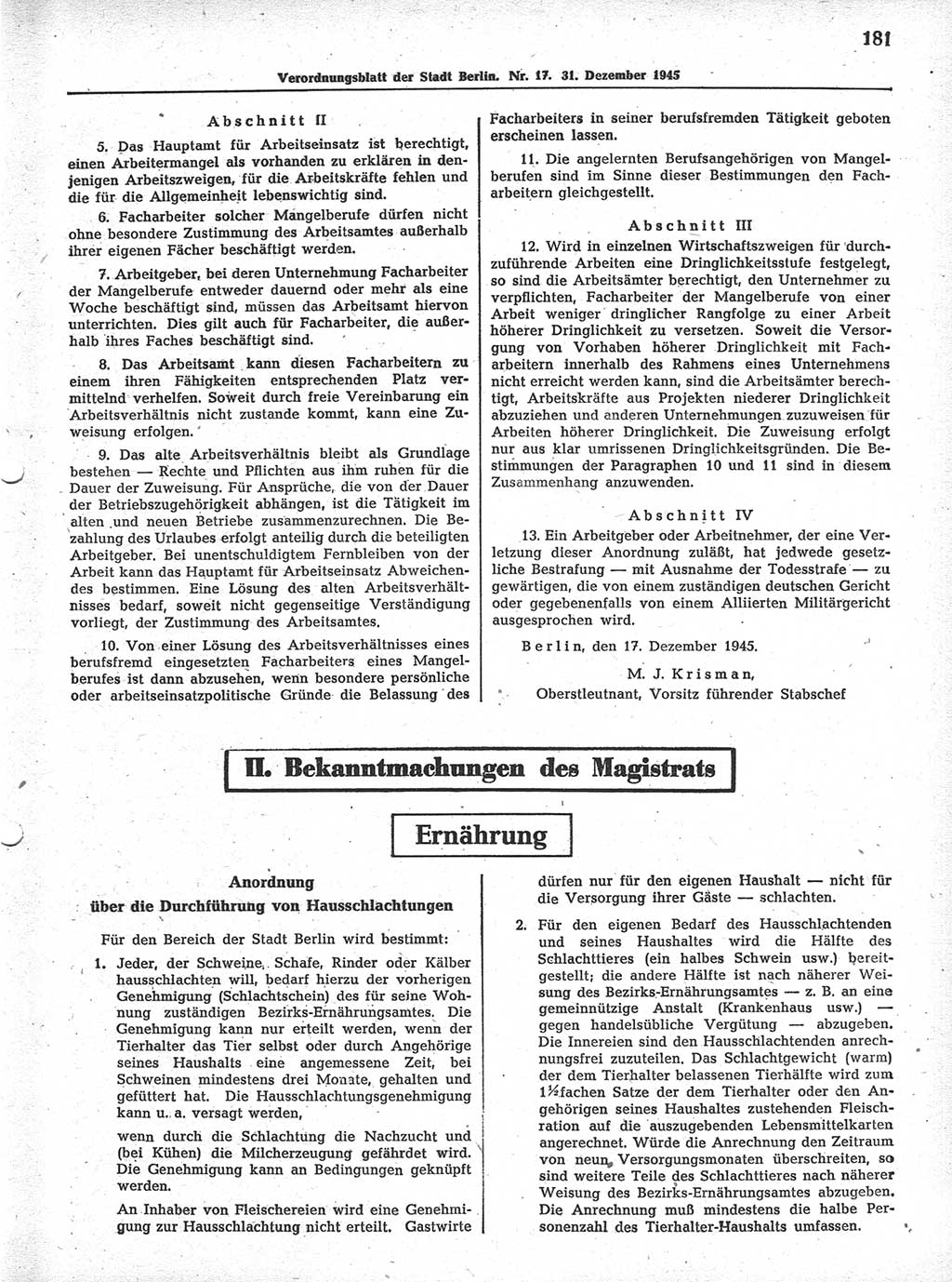 Verordnungsblatt (VOBl.) der Stadt Berlin 1945, Seite 181 (VOBl. Bln. 1945, S. 181)