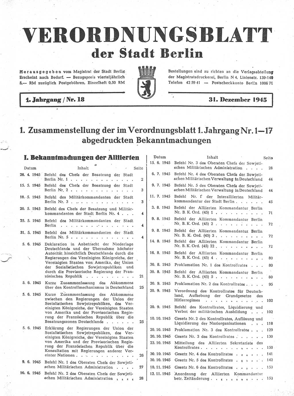 Verordnungsblatt (VOBl.) der Stadt Berlin 1945, Seite 189 (VOBl. Bln. 1945, S. 189)
