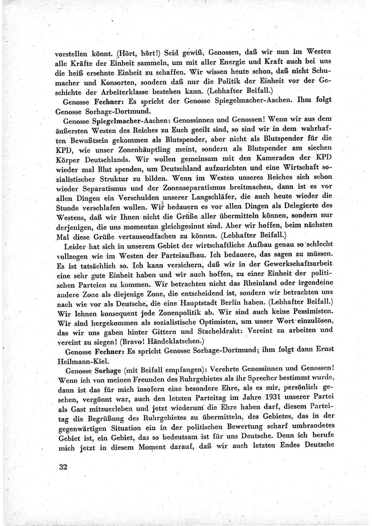 40. Parteitag der Sozialdemokratischen Partei Deutschlands (SPD) [Sowjetische Besatzungszone (SBZ) Deutschlands] am 19. und 20. April 1946 in Berlin, Seite 32 (40. PT SPD SBZ Dtl. 1946, S. 32)