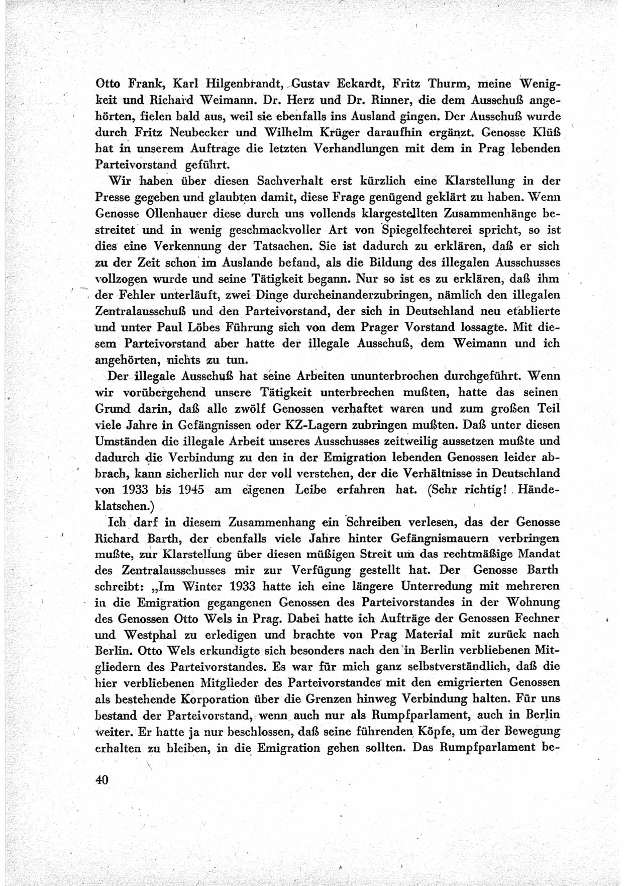 40. Parteitag der Sozialdemokratischen Partei Deutschlands (SPD) [Sowjetische Besatzungszone (SBZ) Deutschlands] am 19. und 20. April 1946 in Berlin, Seite 40 (40. PT SPD SBZ Dtl. 1946, S. 40)