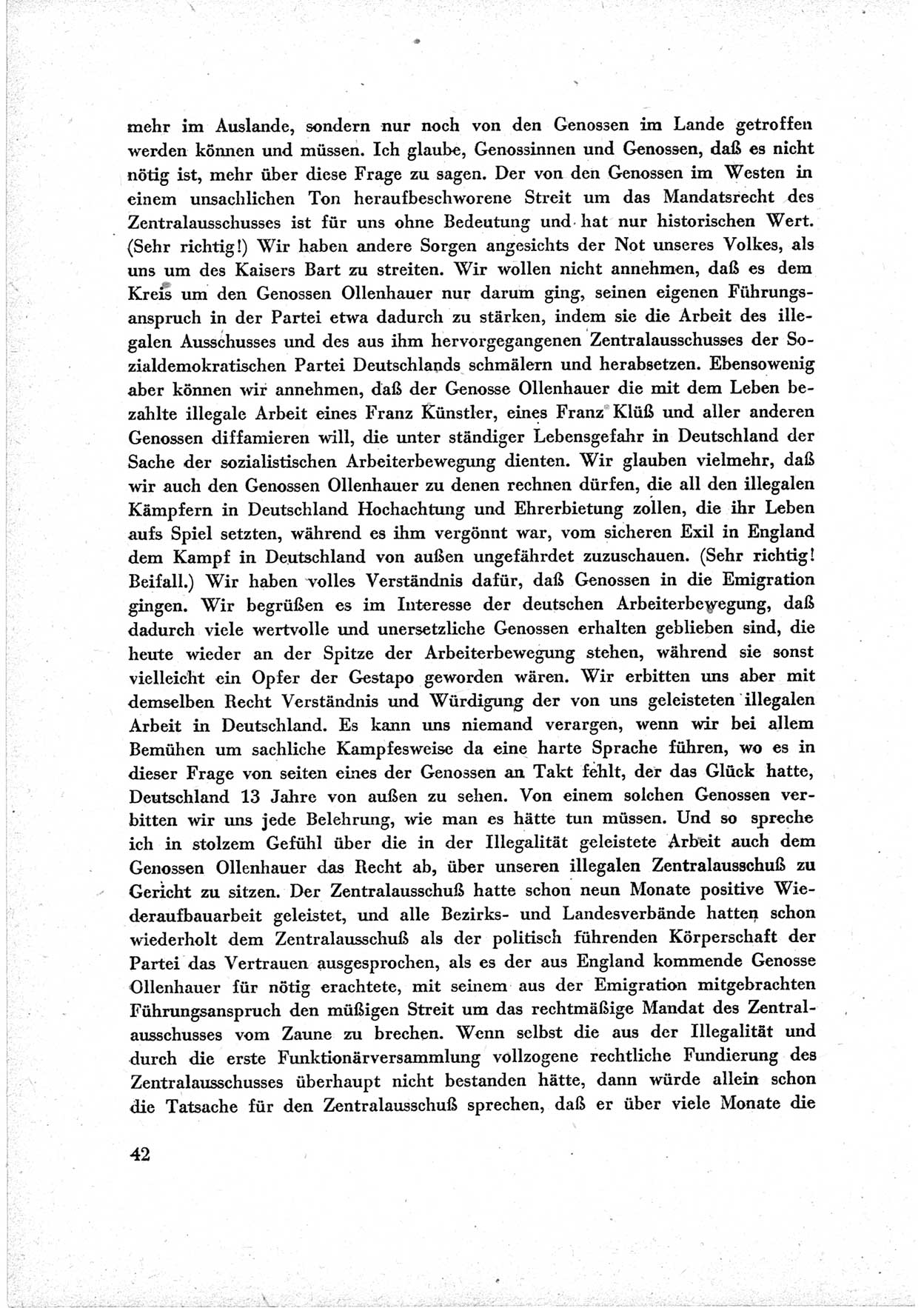 40. Parteitag der Sozialdemokratischen Partei Deutschlands (SPD) [Sowjetische Besatzungszone (SBZ) Deutschlands] am 19. und 20. April 1946 in Berlin, Seite 42 (40. PT SPD SBZ Dtl. 1946, S. 42)