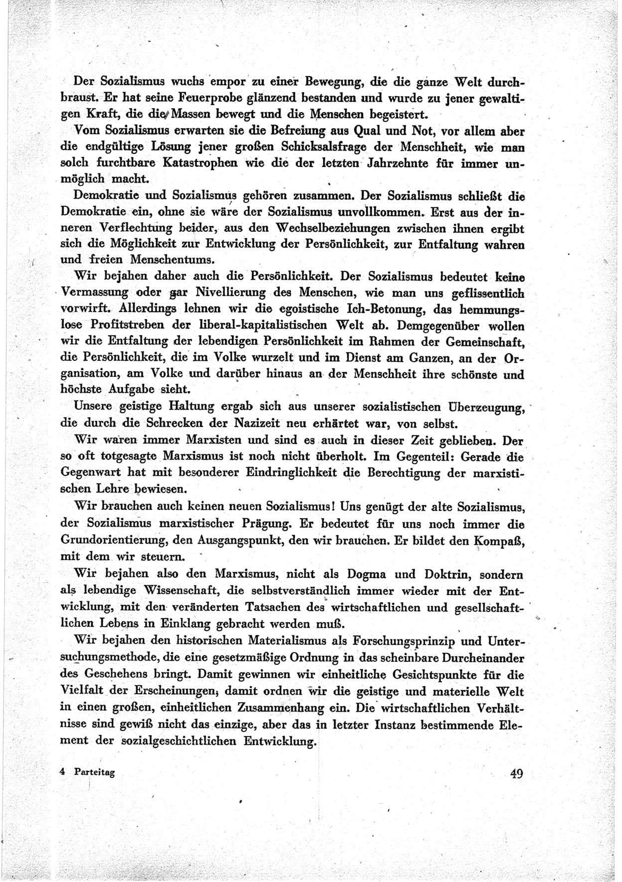 40. Parteitag der Sozialdemokratischen Partei Deutschlands (SPD) [Sowjetische Besatzungszone (SBZ) Deutschlands] am 19. und 20. April 1946 in Berlin, Seite 49 (40. PT SPD SBZ Dtl. 1946, S. 49)