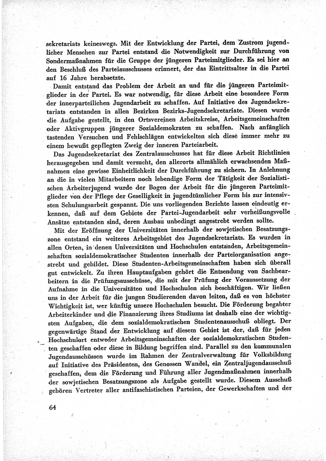 40. Parteitag der Sozialdemokratischen Partei Deutschlands (SPD) [Sowjetische Besatzungszone (SBZ) Deutschlands] am 19. und 20. April 1946 in Berlin, Seite 64 (40. PT SPD SBZ Dtl. 1946, S. 64)