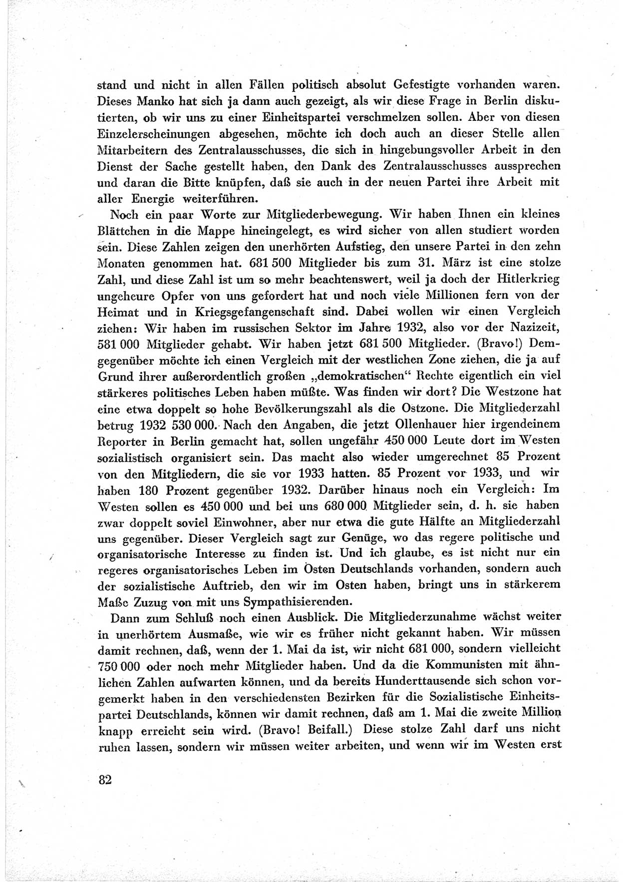 40. Parteitag der Sozialdemokratischen Partei Deutschlands (SPD) [Sowjetische Besatzungszone (SBZ) Deutschlands] am 19. und 20. April 1946 in Berlin, Seite 82 (40. PT SPD SBZ Dtl. 1946, S. 82)