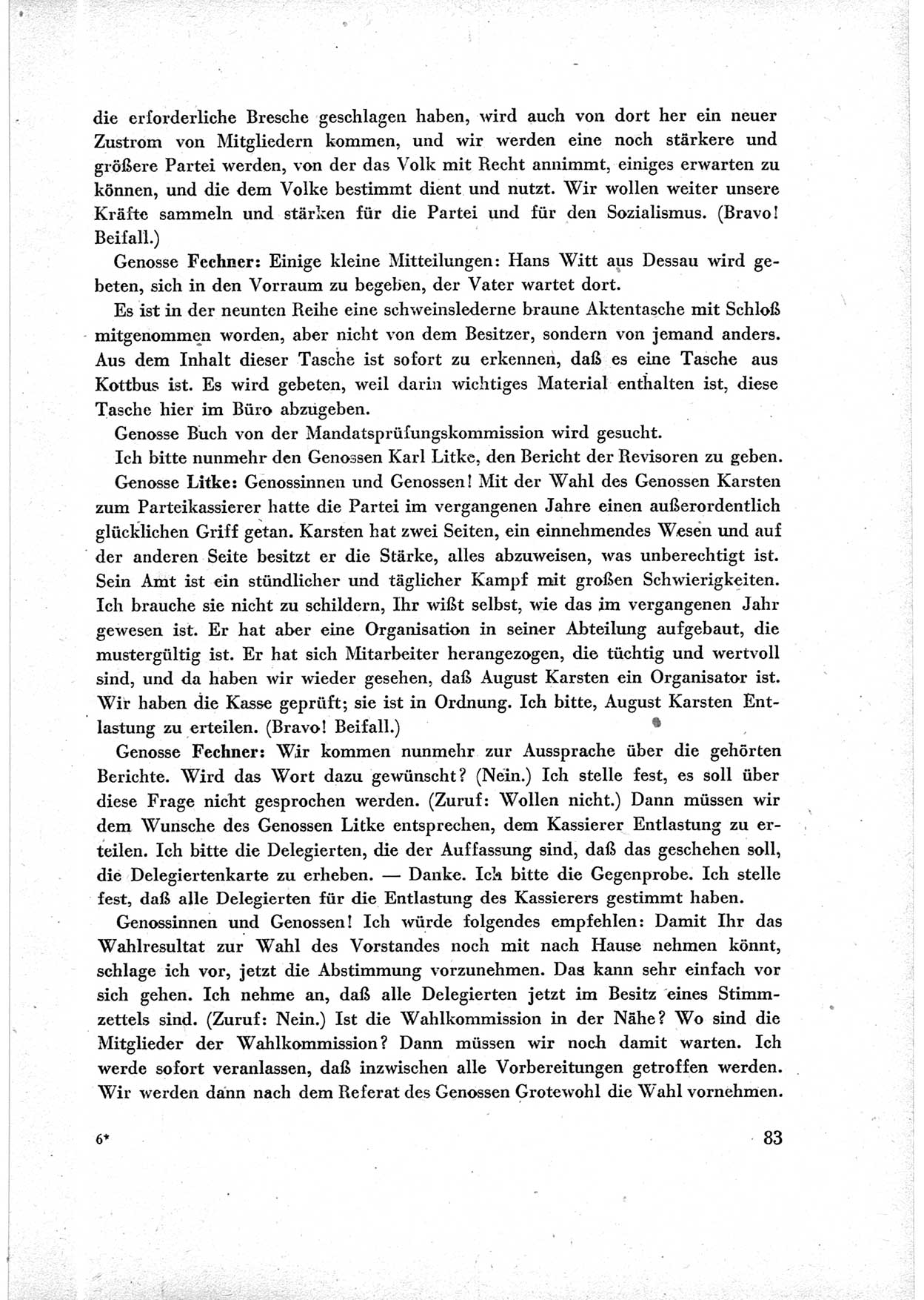 40. Parteitag der Sozialdemokratischen Partei Deutschlands (SPD) [Sowjetische Besatzungszone (SBZ) Deutschlands] am 19. und 20. April 1946 in Berlin, Seite 83 (40. PT SPD SBZ Dtl. 1946, S. 83)