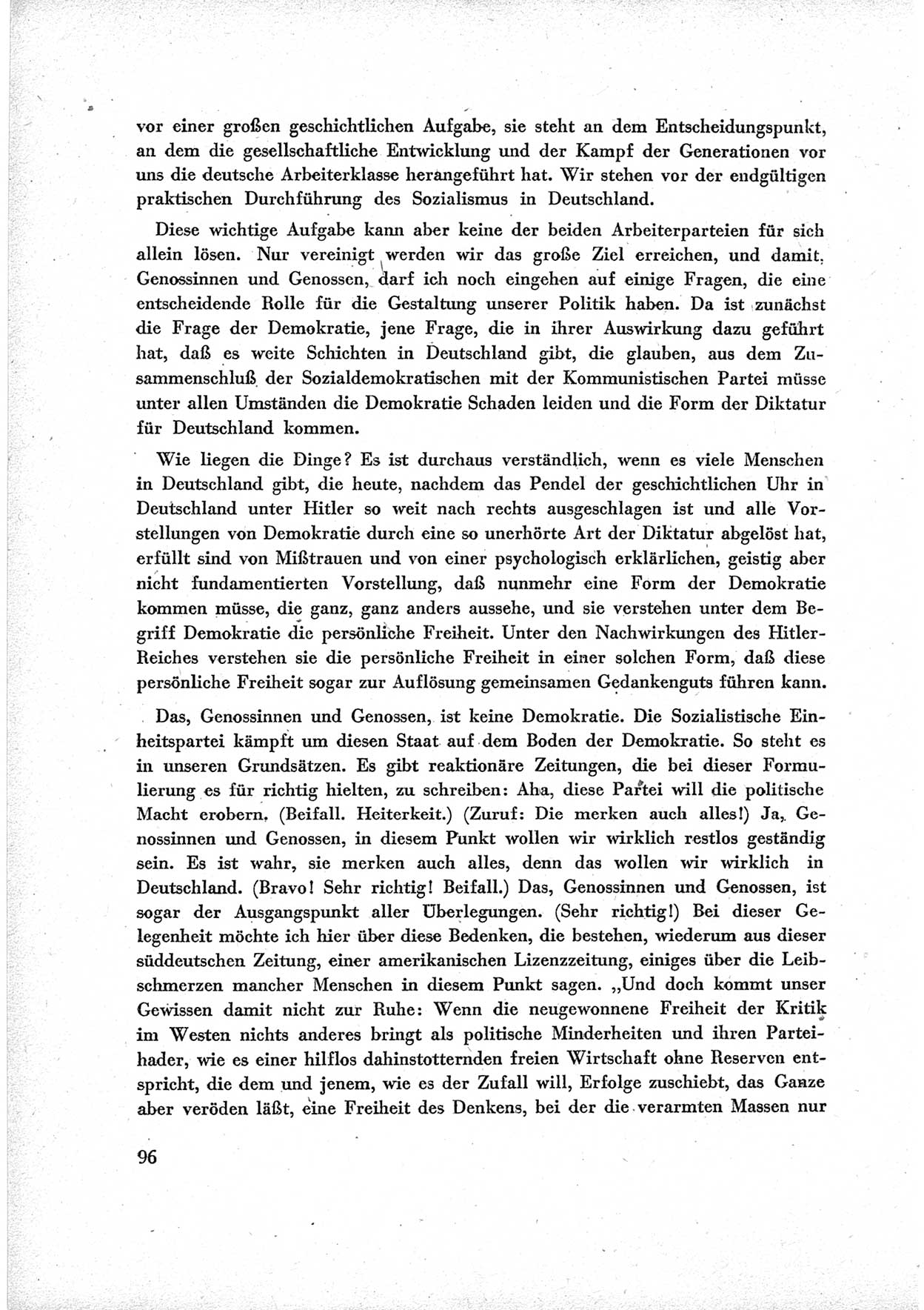 40. Parteitag der Sozialdemokratischen Partei Deutschlands (SPD) [Sowjetische Besatzungszone (SBZ) Deutschlands] am 19. und 20. April 1946 in Berlin, Seite 96 (40. PT SPD SBZ Dtl. 1946, S. 96)