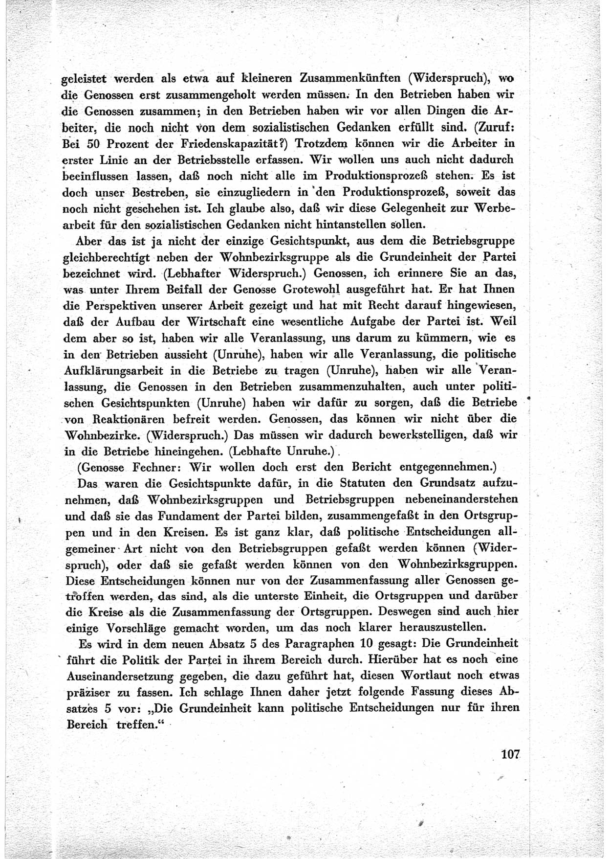 40. Parteitag der Sozialdemokratischen Partei Deutschlands (SPD) [Sowjetische Besatzungszone (SBZ) Deutschlands] am 19. und 20. April 1946 in Berlin, Seite 107 (40. PT SPD SBZ Dtl. 1946, S. 107)