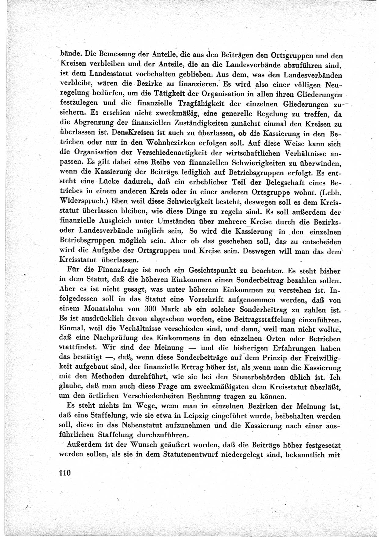 40. Parteitag der Sozialdemokratischen Partei Deutschlands (SPD) [Sowjetische Besatzungszone (SBZ) Deutschlands] am 19. und 20. April 1946 in Berlin, Seite 110 (40. PT SPD SBZ Dtl. 1946, S. 110)