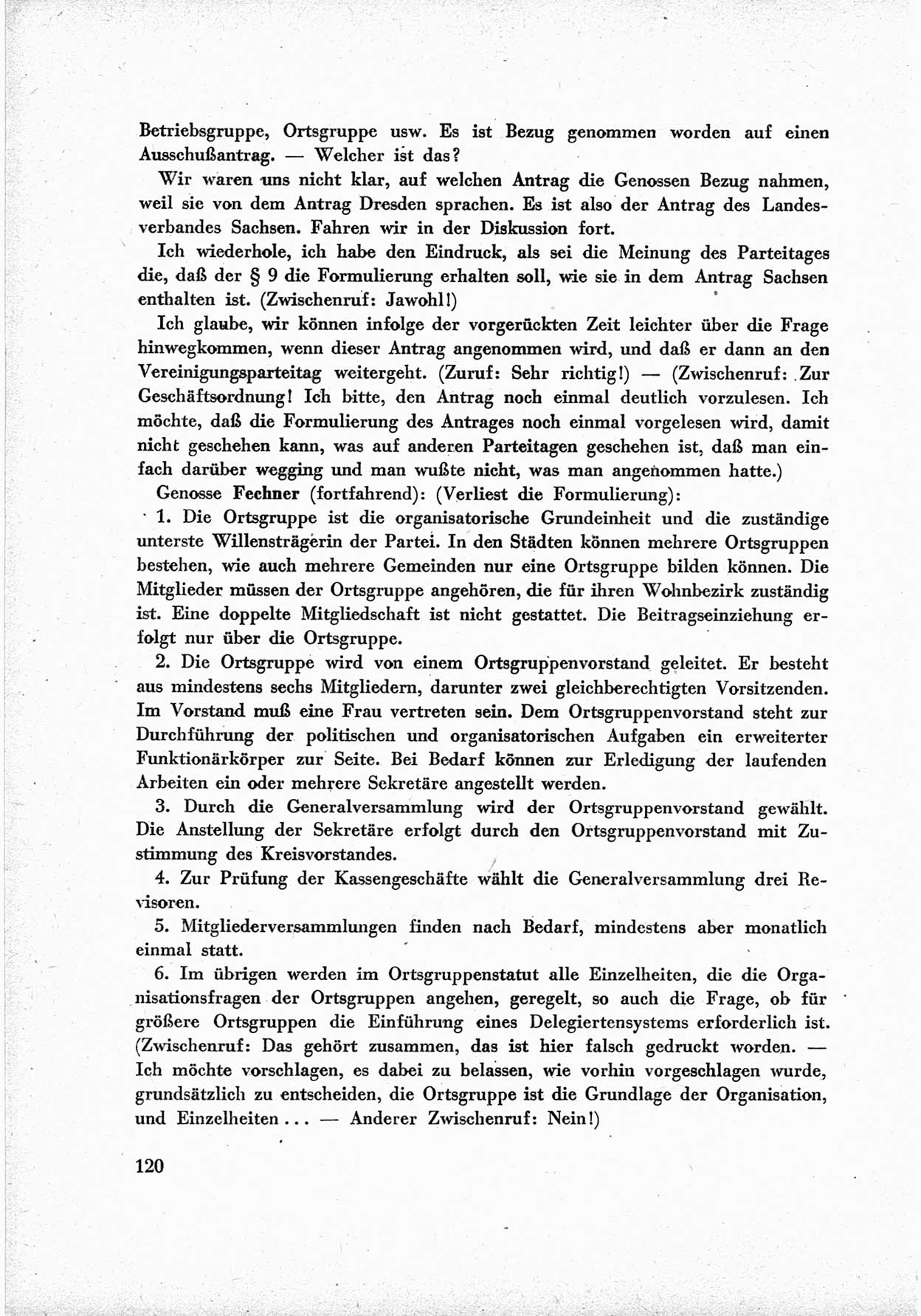 40. Parteitag der Sozialdemokratischen Partei Deutschlands (SPD) [Sowjetische Besatzungszone (SBZ) Deutschlands] am 19. und 20. April 1946 in Berlin, Seite 120 (40. PT SPD SBZ Dtl. 1946, S. 120)