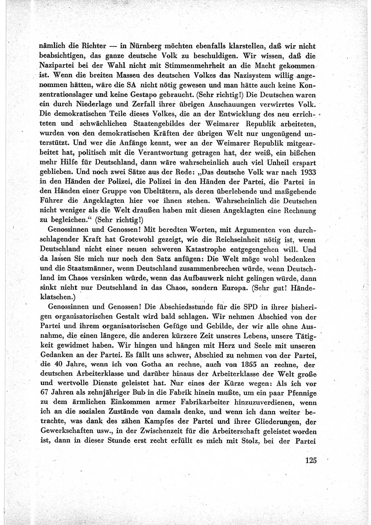 40. Parteitag der Sozialdemokratischen Partei Deutschlands (SPD) [Sowjetische Besatzungszone (SBZ) Deutschlands] am 19. und 20. April 1946 in Berlin, Seite 125 (40. PT SPD SBZ Dtl. 1946, S. 125)