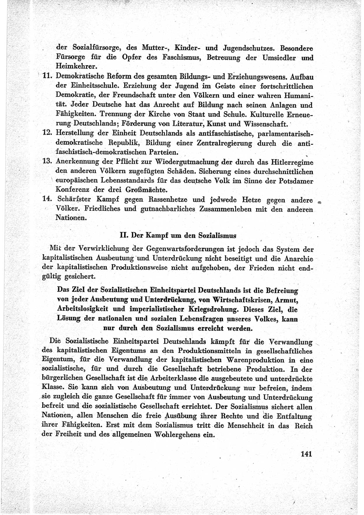40. Parteitag der Sozialdemokratischen Partei Deutschlands (SPD) [Sowjetische Besatzungszone (SBZ) Deutschlands] am 19. und 20. April 1946 in Berlin, Seite 141 (40. PT SPD SBZ Dtl. 1946, S. 141)