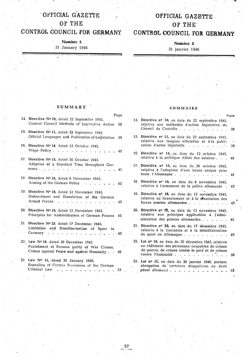 Amtsblatt des Kontrollrats (ABlKR) in Deutschland 1946, Seite 37/1 (ABlKR Dtl. 1946, S. 37/1)