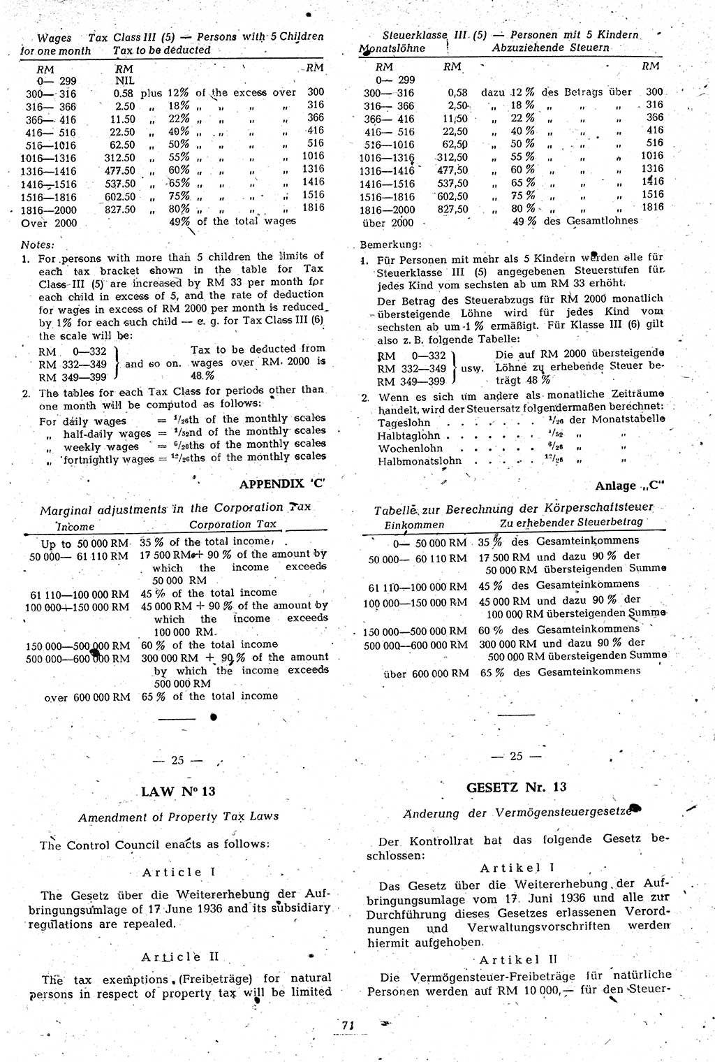 Amtsblatt des Kontrollrats (ABlKR) in Deutschland 1946, Seite 71/2 (ABlKR Dtl. 1946, S. 71/2)