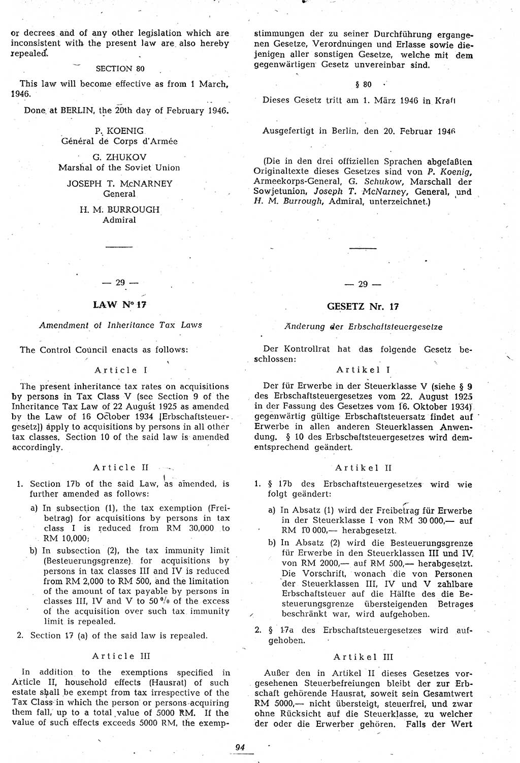 Amtsblatt des Kontrollrats (ABlKR) in Deutschland 1946, Seite 94/2 (ABlKR Dtl. 1946, S. 94/2)