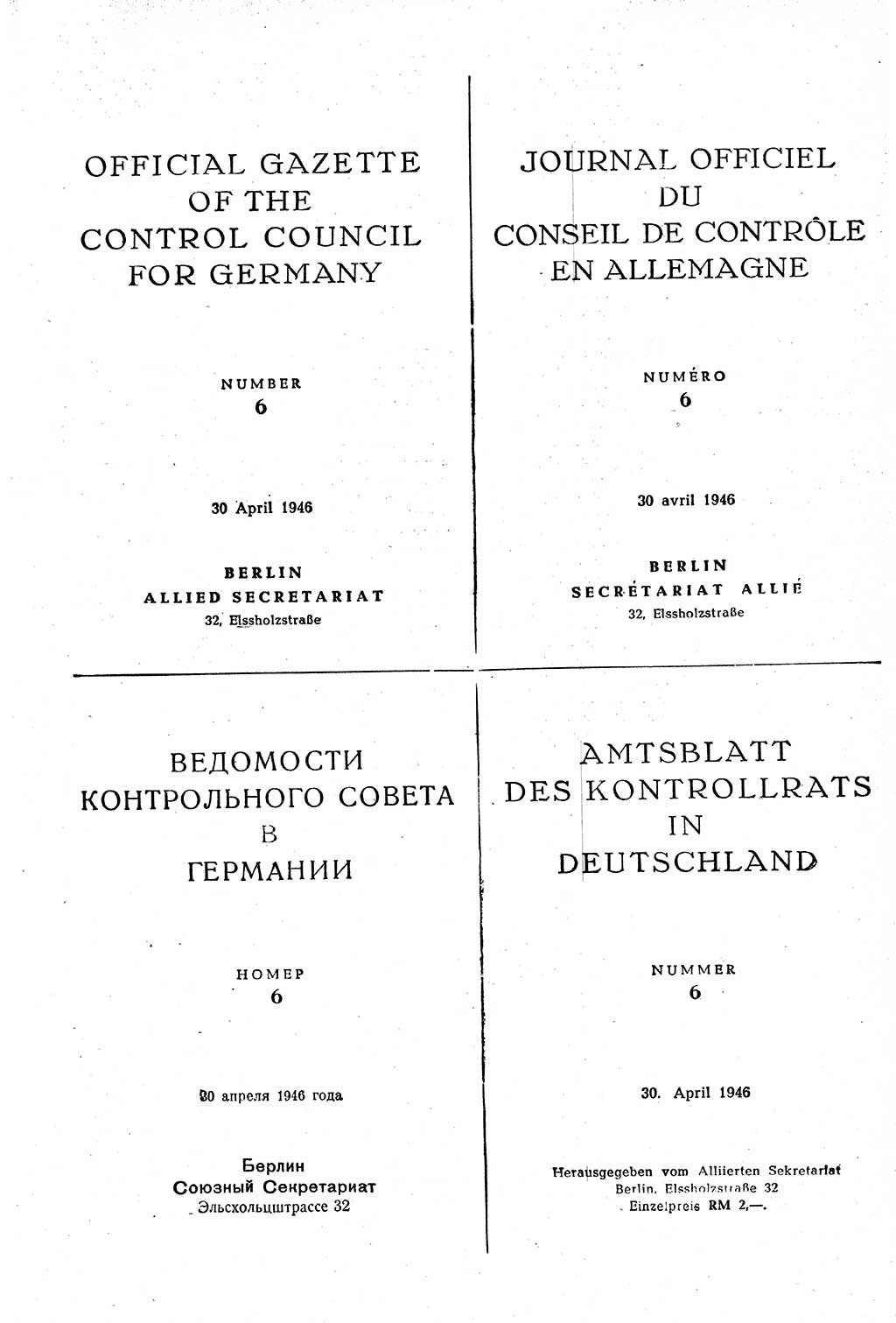 Amtsblatt des Kontrollrats (ABlKR) in Deutschland 1946, Seite 128 (ABlKR Dtl. 1946, S. 128)