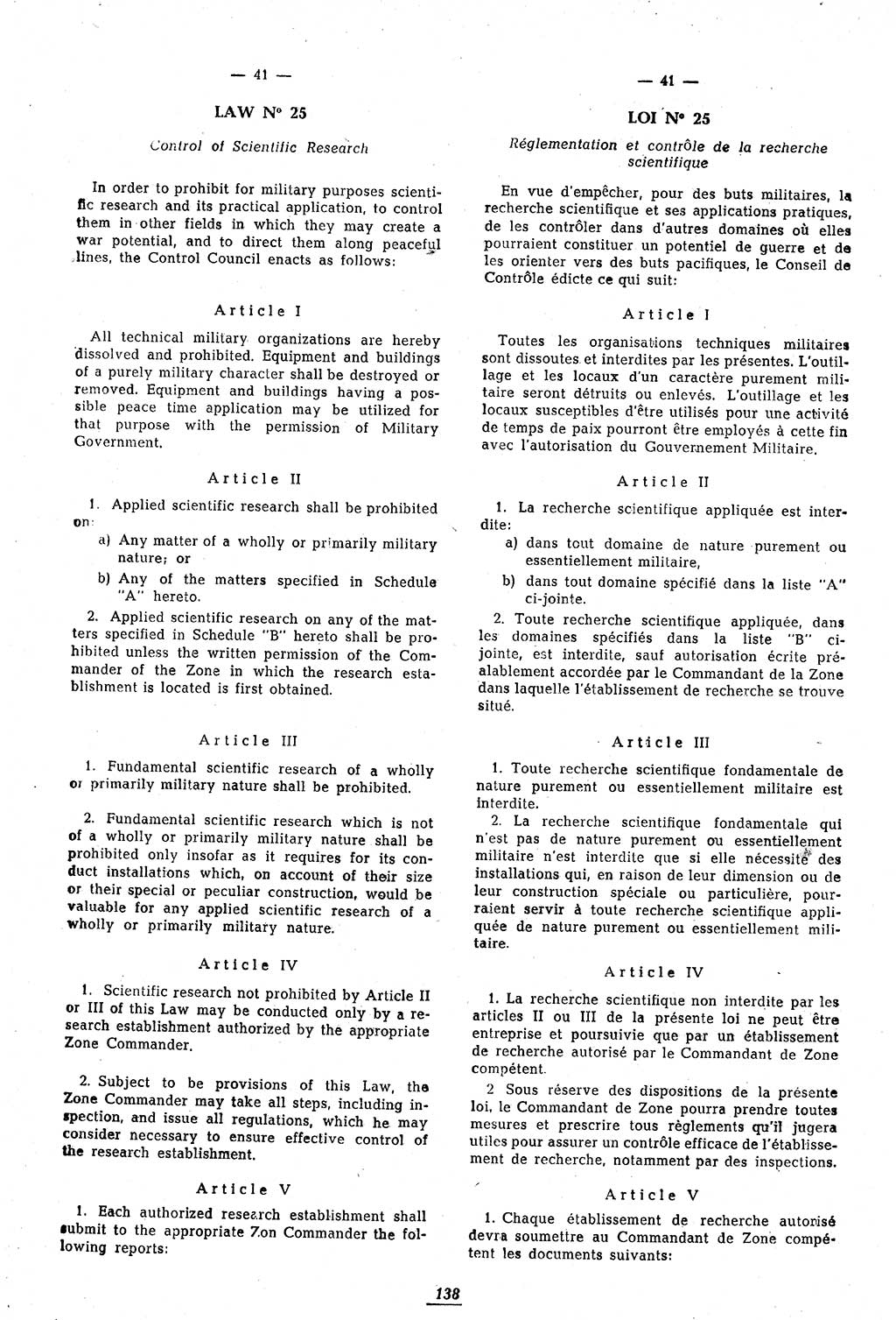 Amtsblatt des Kontrollrats (ABlKR) in Deutschland 1946, Seite 138/1 (ABlKR Dtl. 1946, S. 138/1)