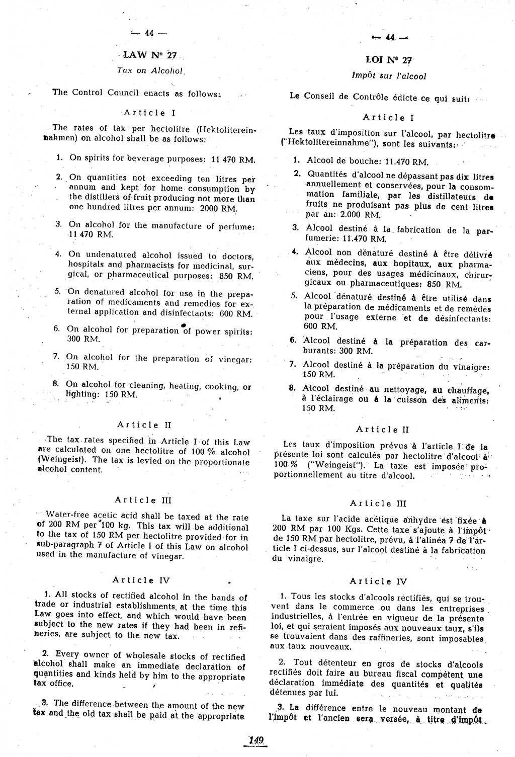 Amtsblatt des Kontrollrats (ABlKR) in Deutschland 1946, Seite 149/1 (ABlKR Dtl. 1946, S. 149/1)