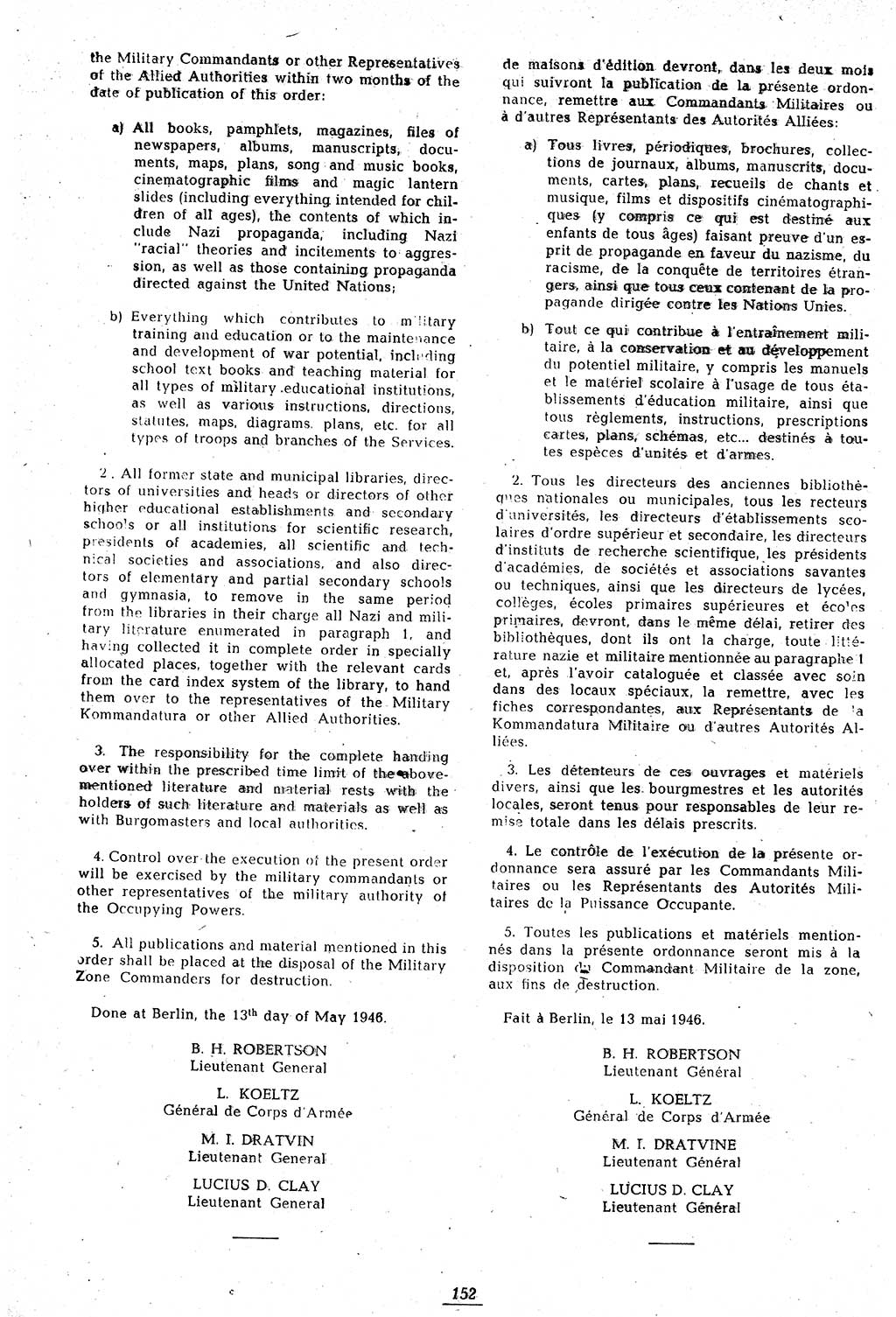 Amtsblatt des Kontrollrats (ABlKR) in Deutschland 1946, Seite 152/1 (ABlKR Dtl. 1946, S. 152/1)