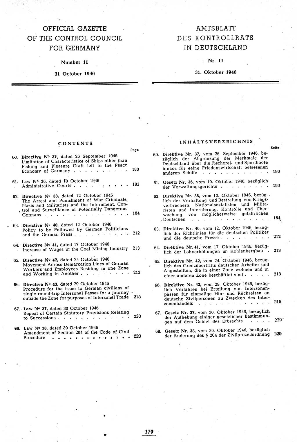 Amtsblatt des Kontrollrats (ABlKR) in Deutschland 1946, Seite 179/2 (ABlKR Dtl. 1946, S. 179/2)