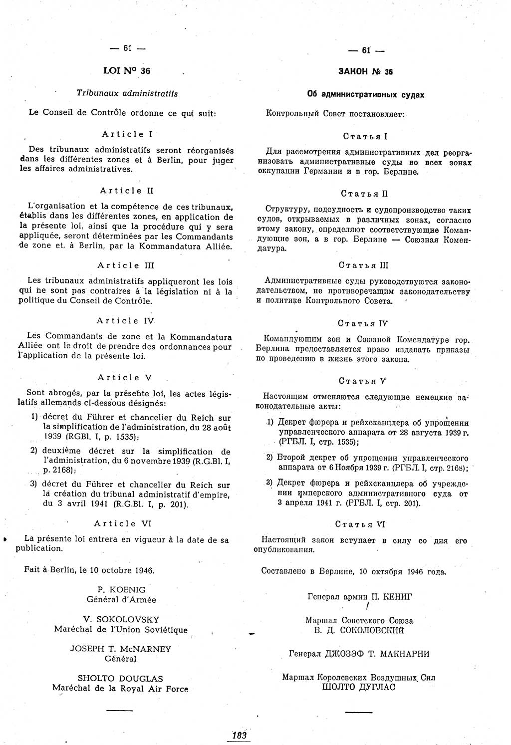 Amtsblatt des Kontrollrats (ABlKR) in Deutschland 1946, Seite 183/1 (ABlKR Dtl. 1946, S. 183/1)