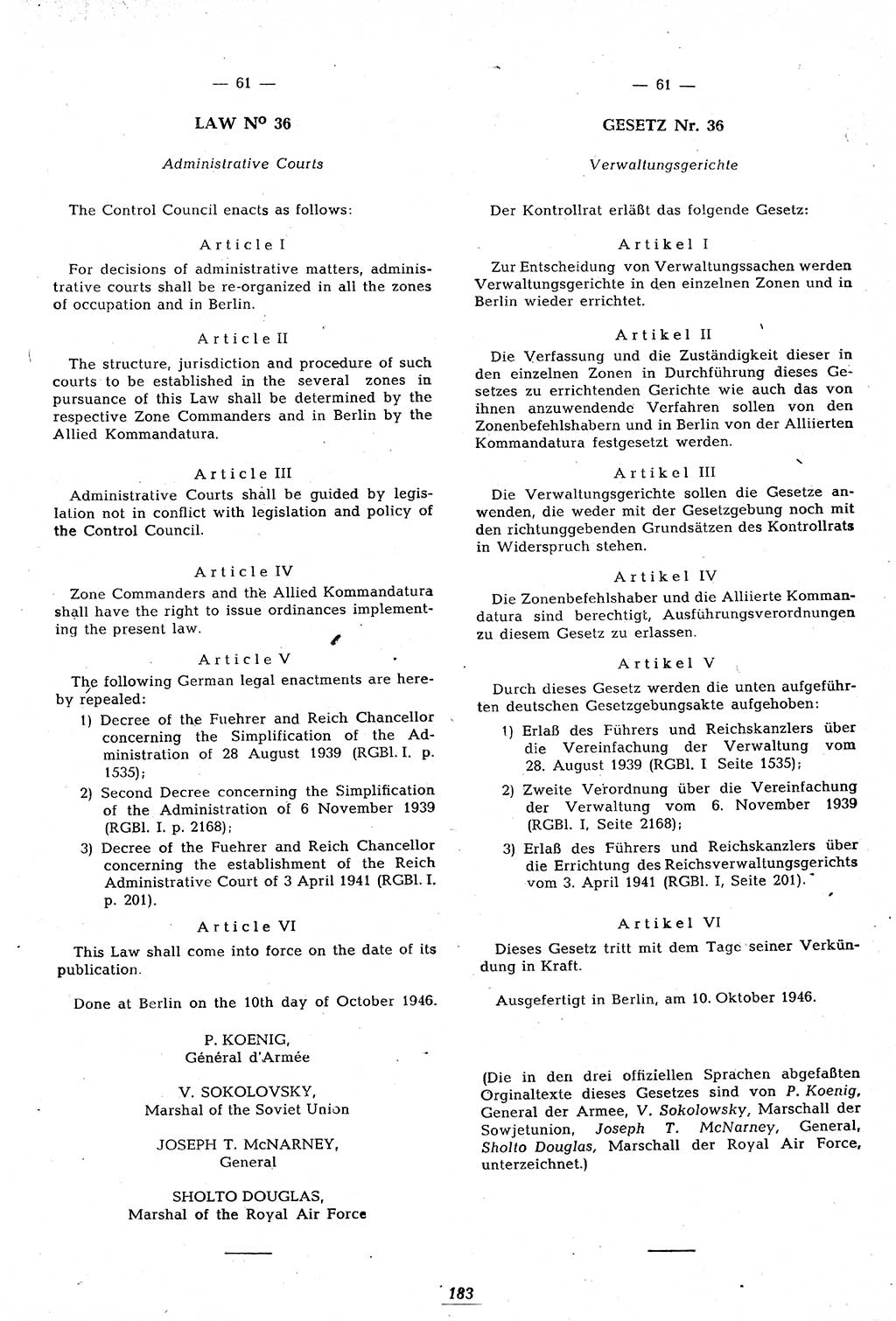 Amtsblatt des Kontrollrats (ABlKR) in Deutschland 1946, Seite 183/2 (ABlKR Dtl. 1946, S. 183/2)