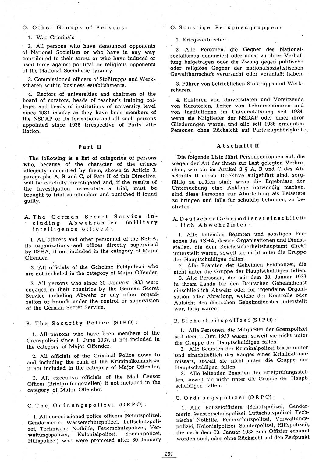 Amtsblatt des Kontrollrats (ABlKR) in Deutschland 1946, Seite 201/2 (ABlKR Dtl. 1946, S. 201/2)
