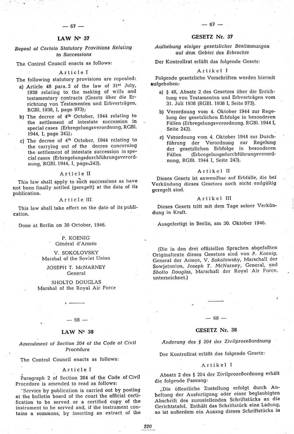 Amtsblatt des Kontrollrats (ABlKR) in Deutschland 1946, Seite 220/2 (ABlKR Dtl. 1946, S. 220/2)