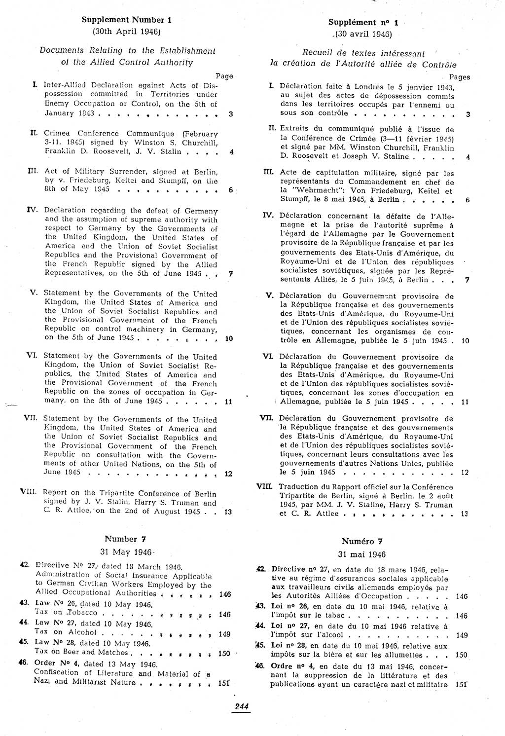 Amtsblatt des Kontrollrats (ABlKR) in Deutschland 1946, Seite 244/1 (ABlKR Dtl. 1946, S. 244/1)
